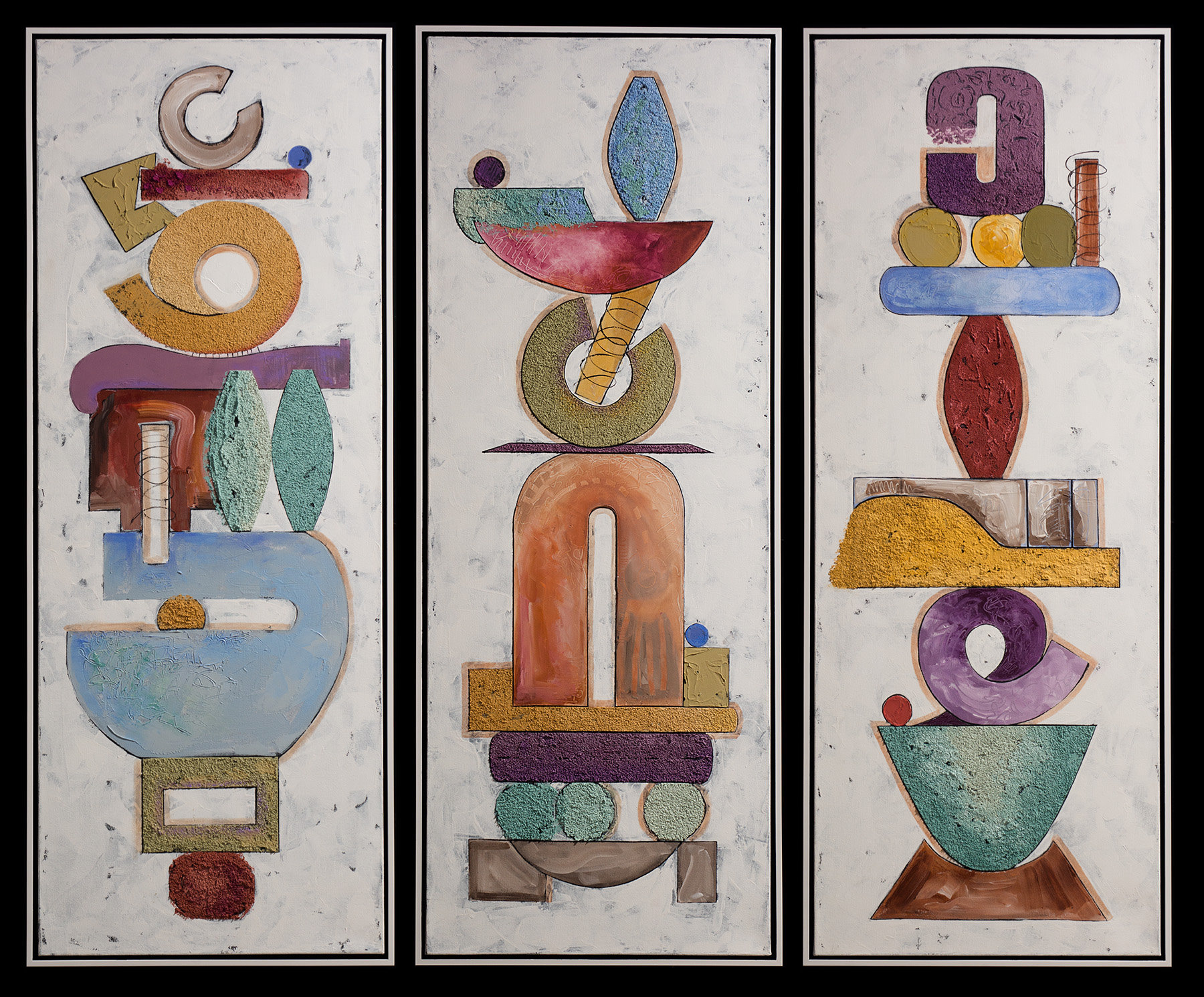 Life Stack Series  paintings 1, 2 and 3